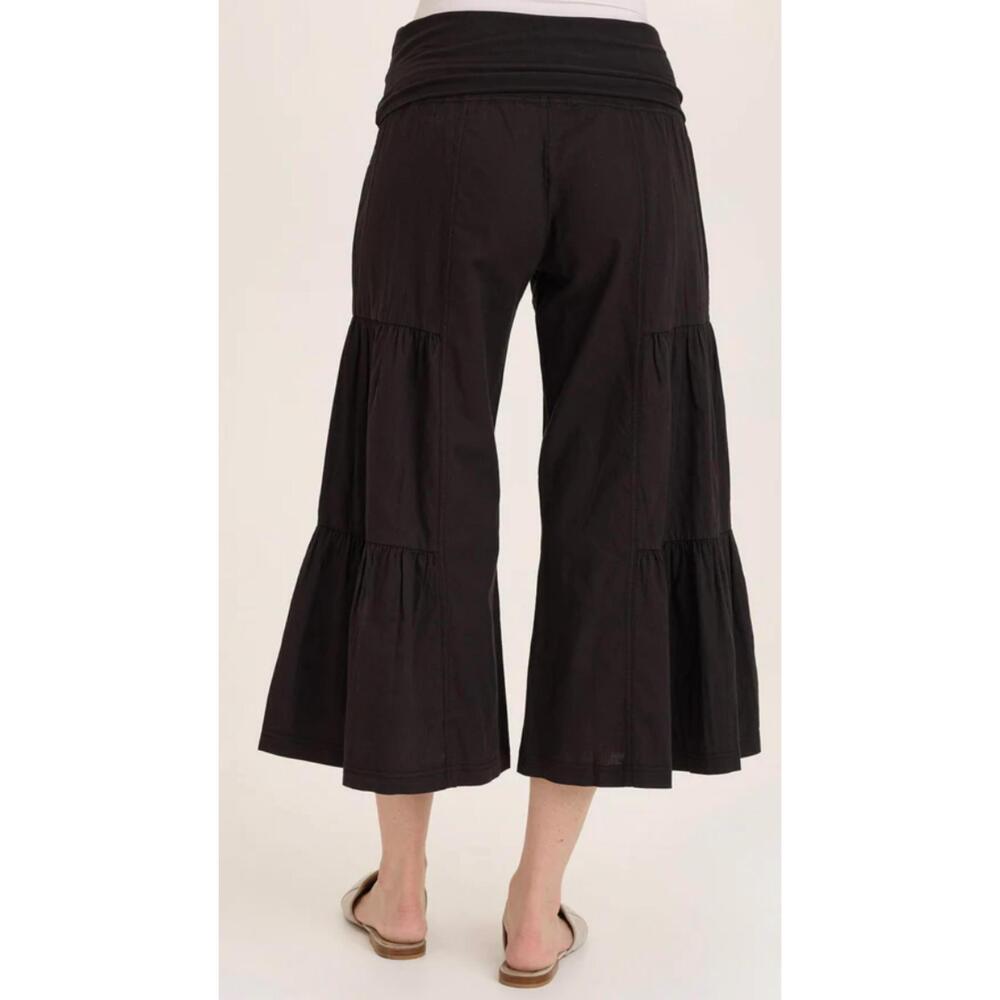 NEW WEARABLES linen side tier wide leg palazzo pants in black - Picture 2 of 3